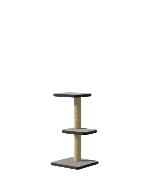 Basecamp in charcoal carpet: a base, two platforms and one sisal post.